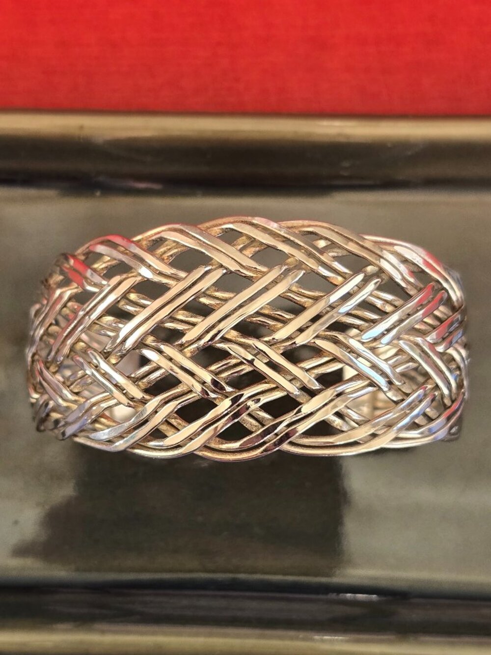 Mexican 925 Sterling Silver Woven Cuff Bracelet |Boho Artisan Style Basket Weave